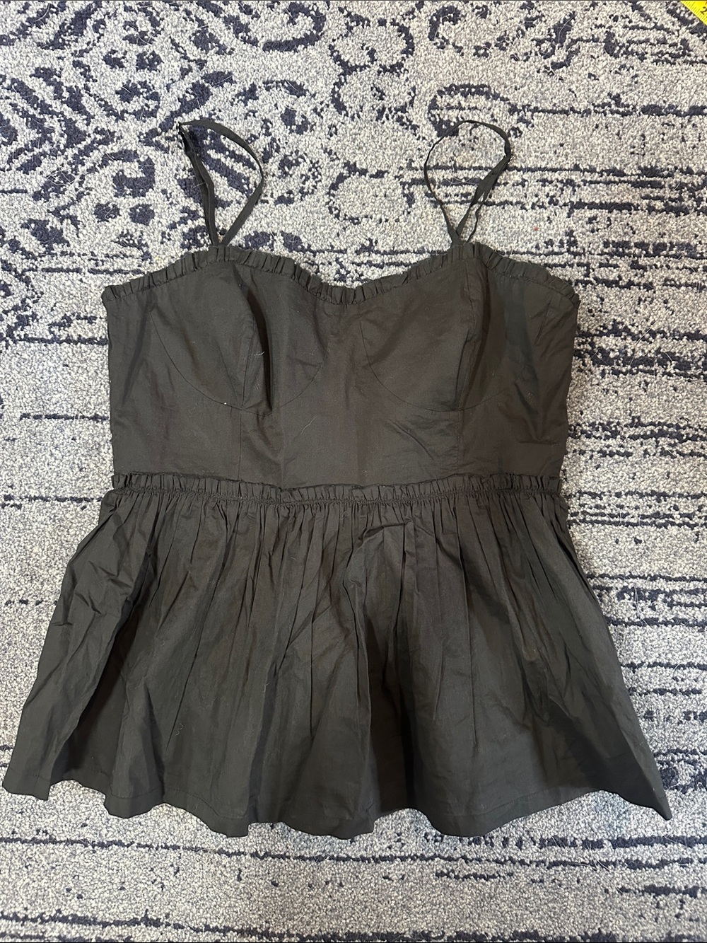 Lucy Brand Black Women's Peplum Cami Top size XS linen